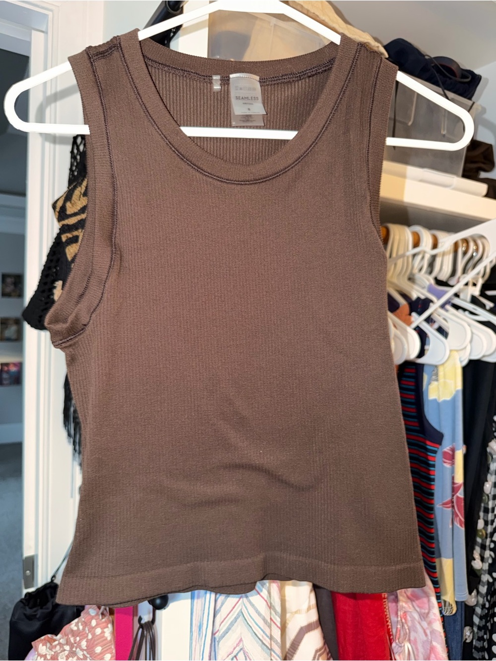 Athleta Chocolate Brown Ribbed Tank Top